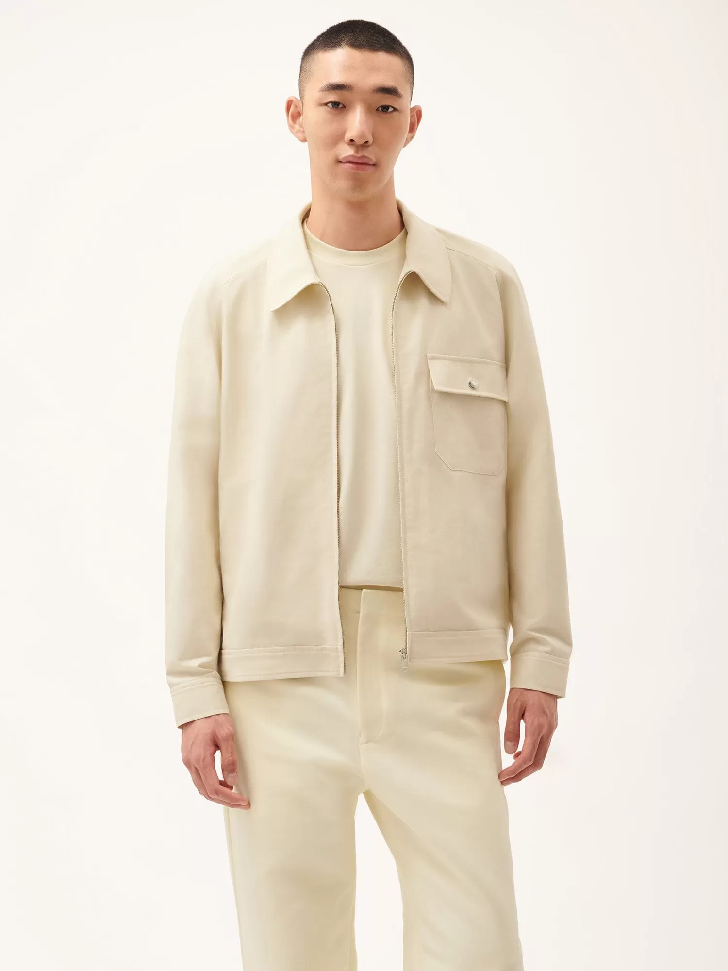 DNA Cotton Linen Harrington Jacket—travertine beige