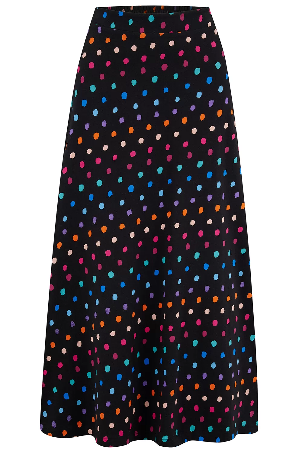 Duska Jersey Skirt - Black, Rainbow Painterly Spot