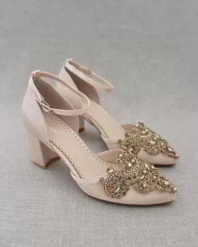 Embellished Rhinestones Evening Block Heel