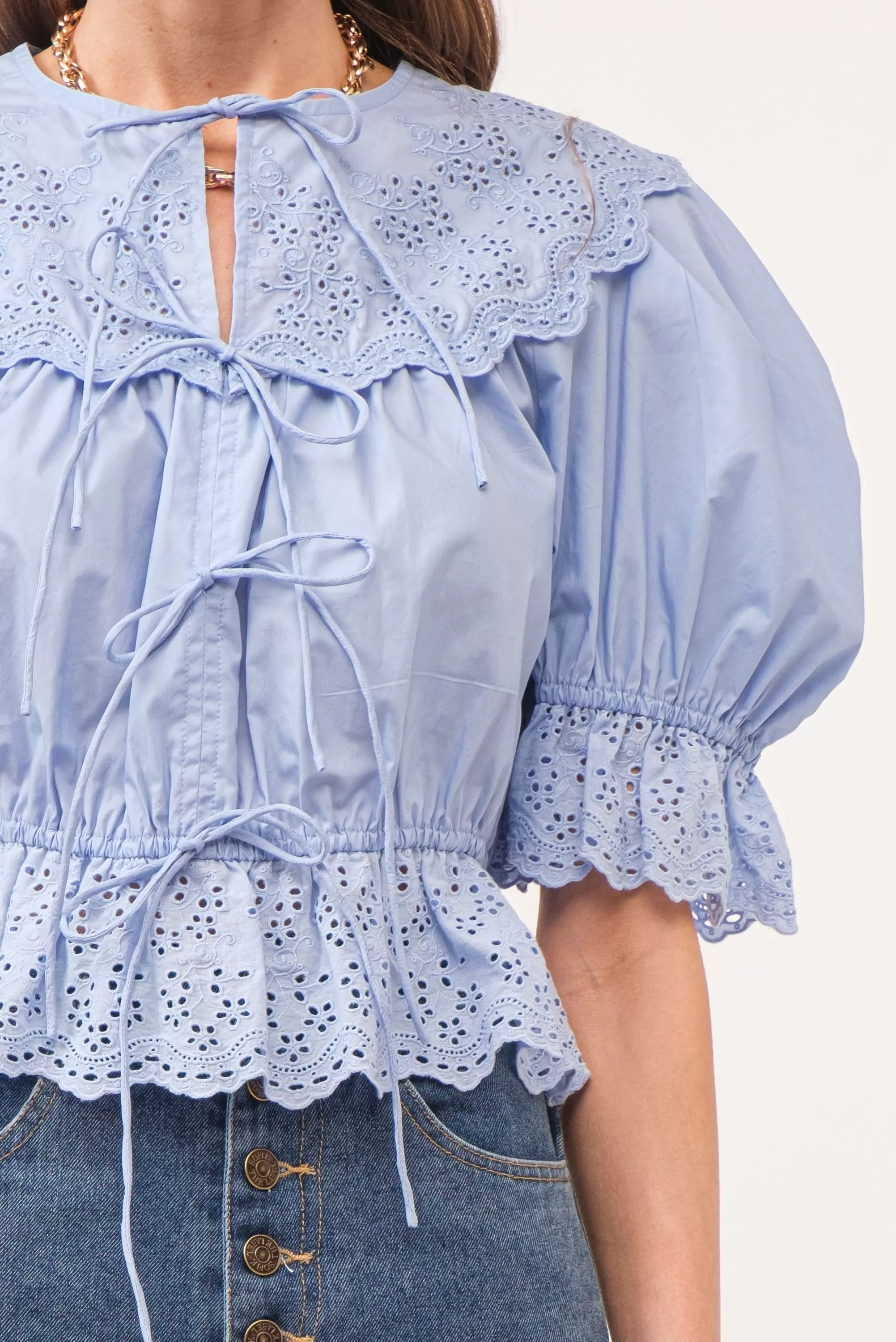 Eyelet Front Tie Top