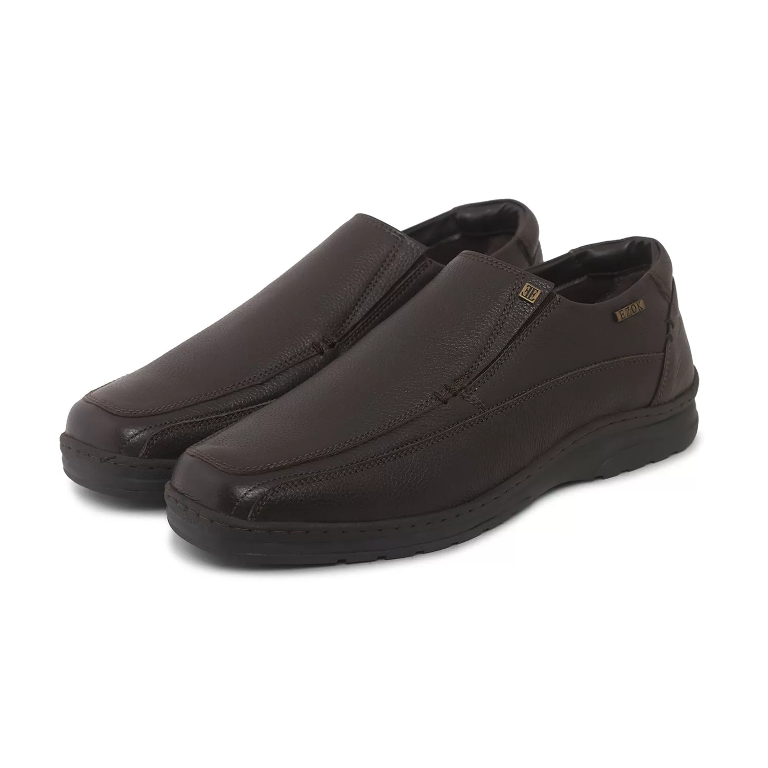 Ezok Brown Leather Slipon Shoes