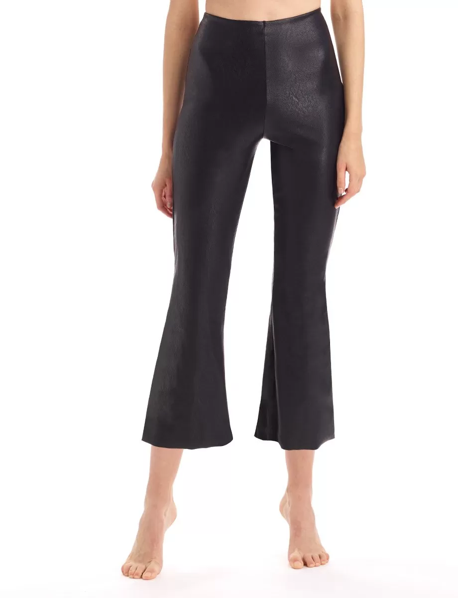 FAUX LEATHER CROP FLARE LEGGING - COMMANDO