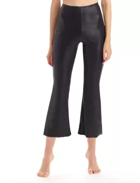 FAUX LEATHER CROP FLARE LEGGING - COMMANDO