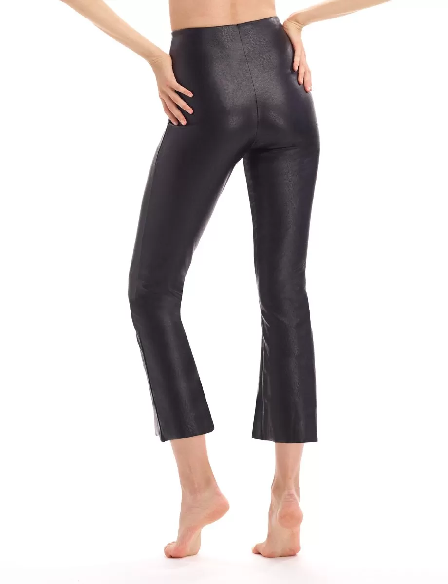 FAUX LEATHER CROP FLARE LEGGING - COMMANDO