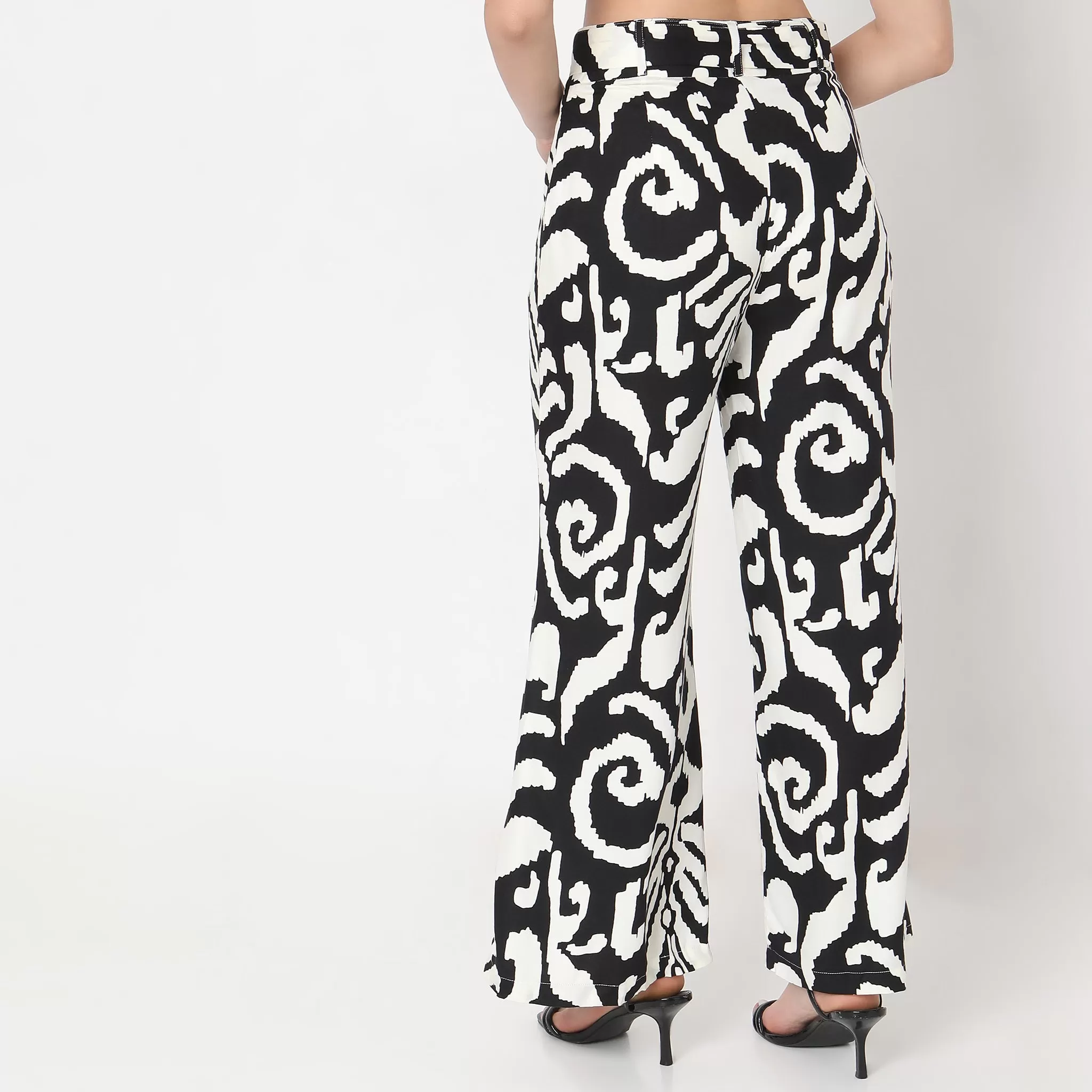 Flare Fit Abstract High Rise Palazzos