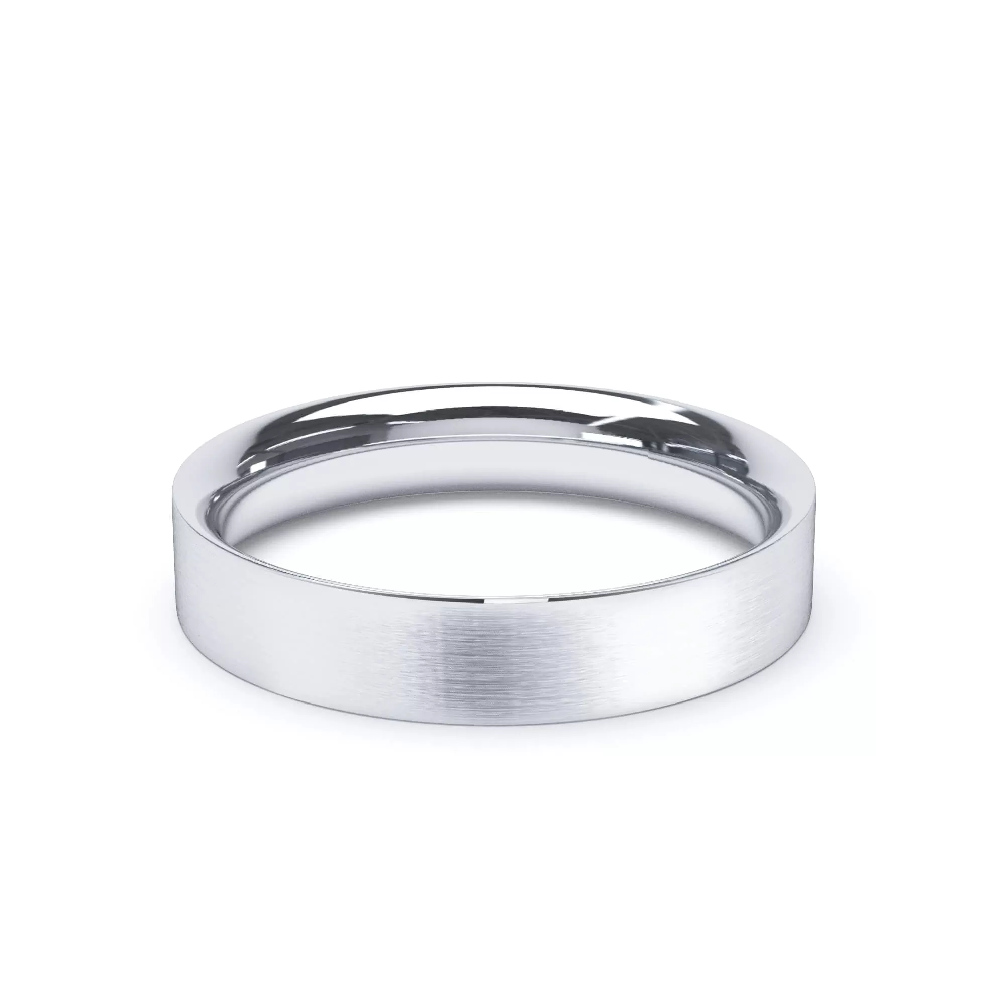 - Flat Court Profile Satin Polish Wedding Ring Platinum