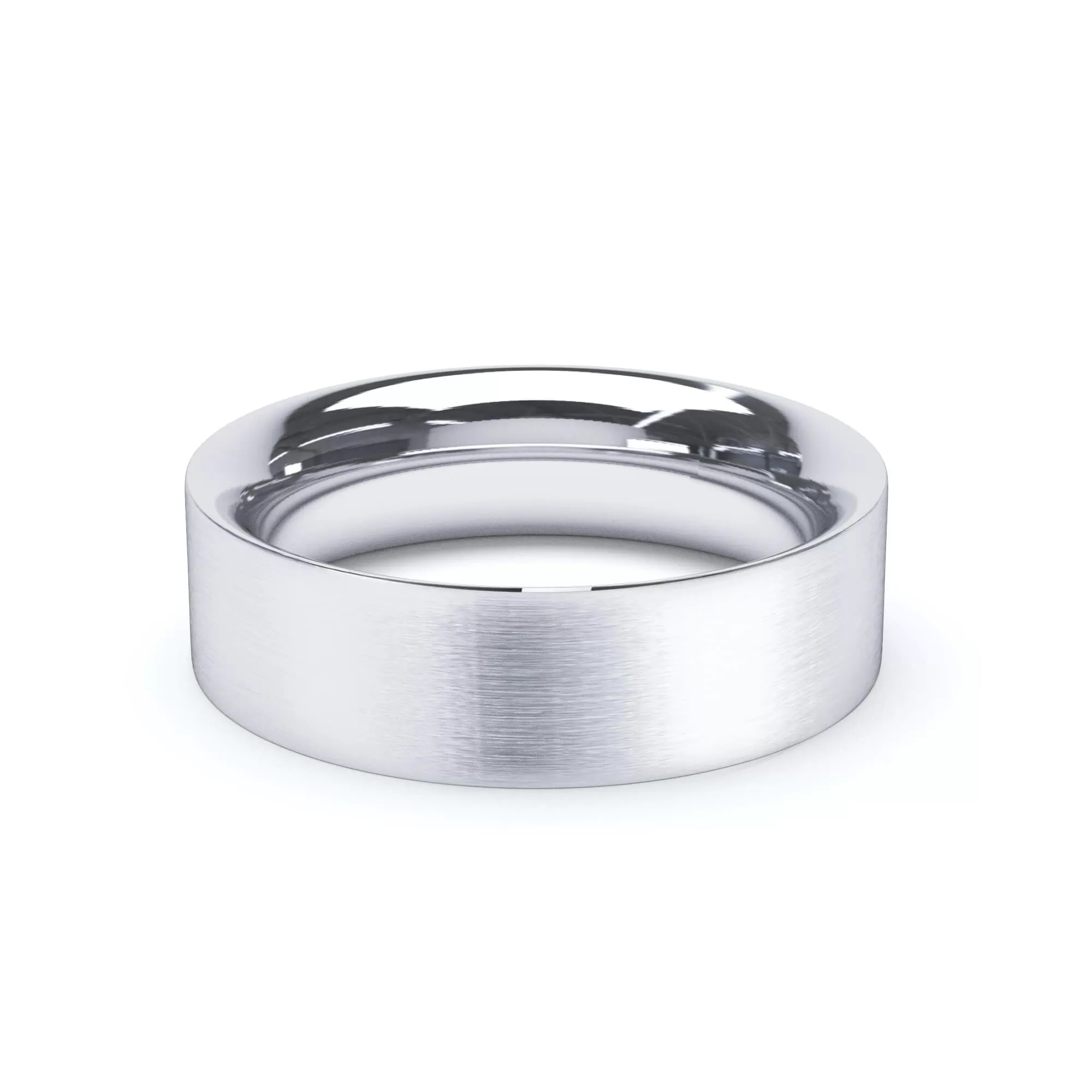 - Flat Court Profile Satin Polish Wedding Ring Platinum