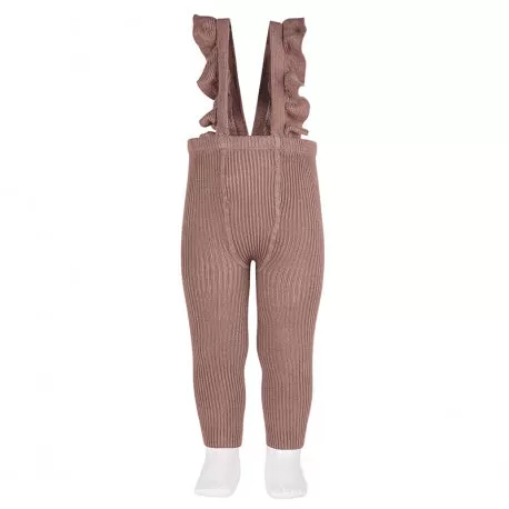 FLOUNCED SUSPENDER COTTON LEGGINGS Praline 314