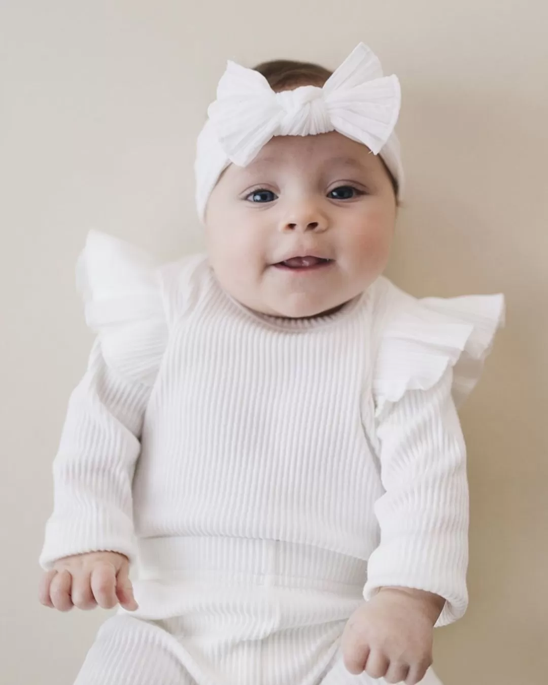 Flutter Sleeve Baby Bodysuit | White