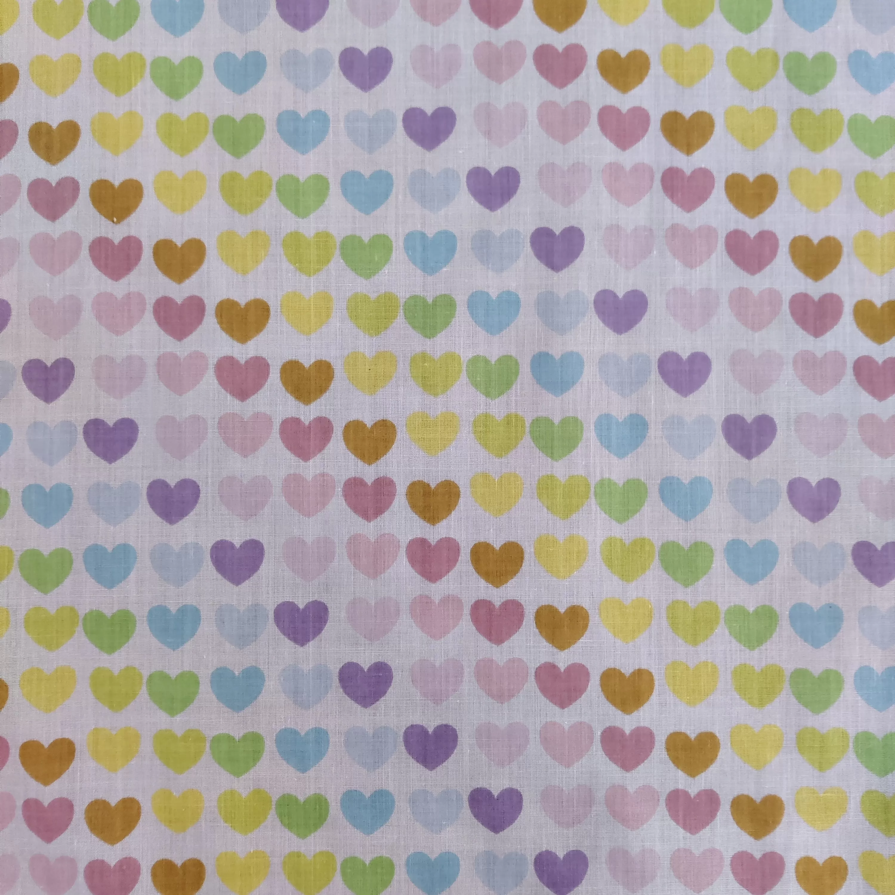 FS886 Pastel Rainbow Hearts Polycotton