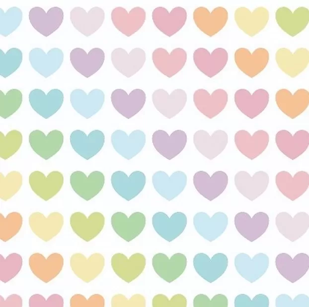 FS886 Pastel Rainbow Hearts Polycotton