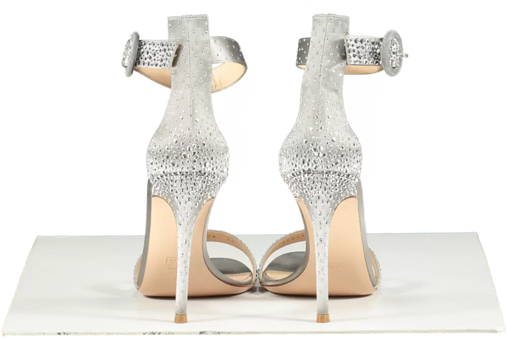 Gianvito Rossi Grey Satin Embellished Sandals UK 5 EU 38 👠