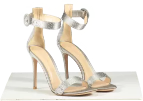 Gianvito Rossi Grey Satin Embellished Sandals UK 5 EU 38 👠