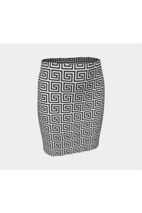 Greek Key Fitted Skirt