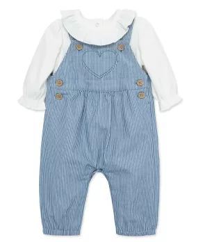 Heart Woven Overall Set (12M-24M)