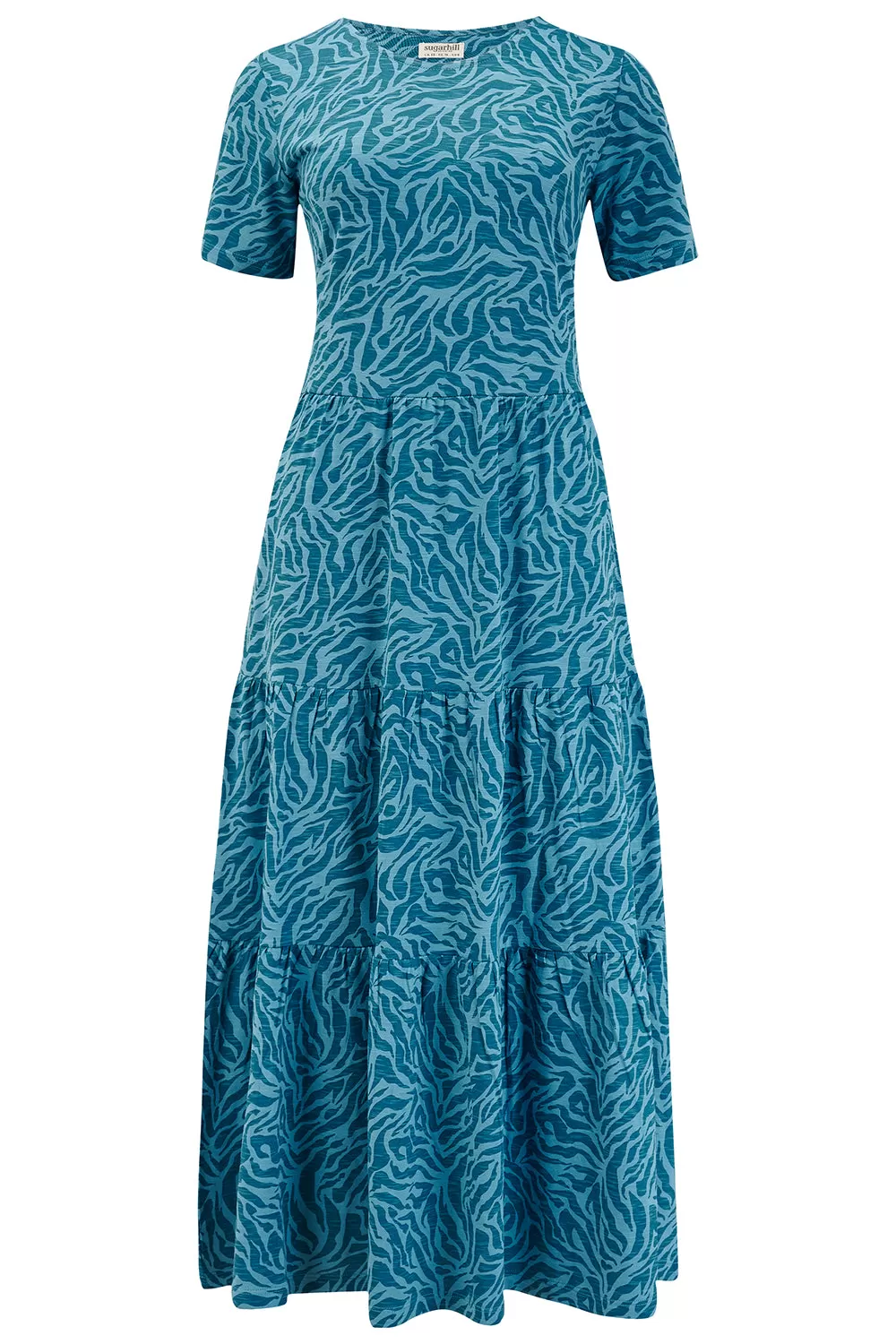 Hilary Jersey Midi Smock Dress - Teal, Wild Animal