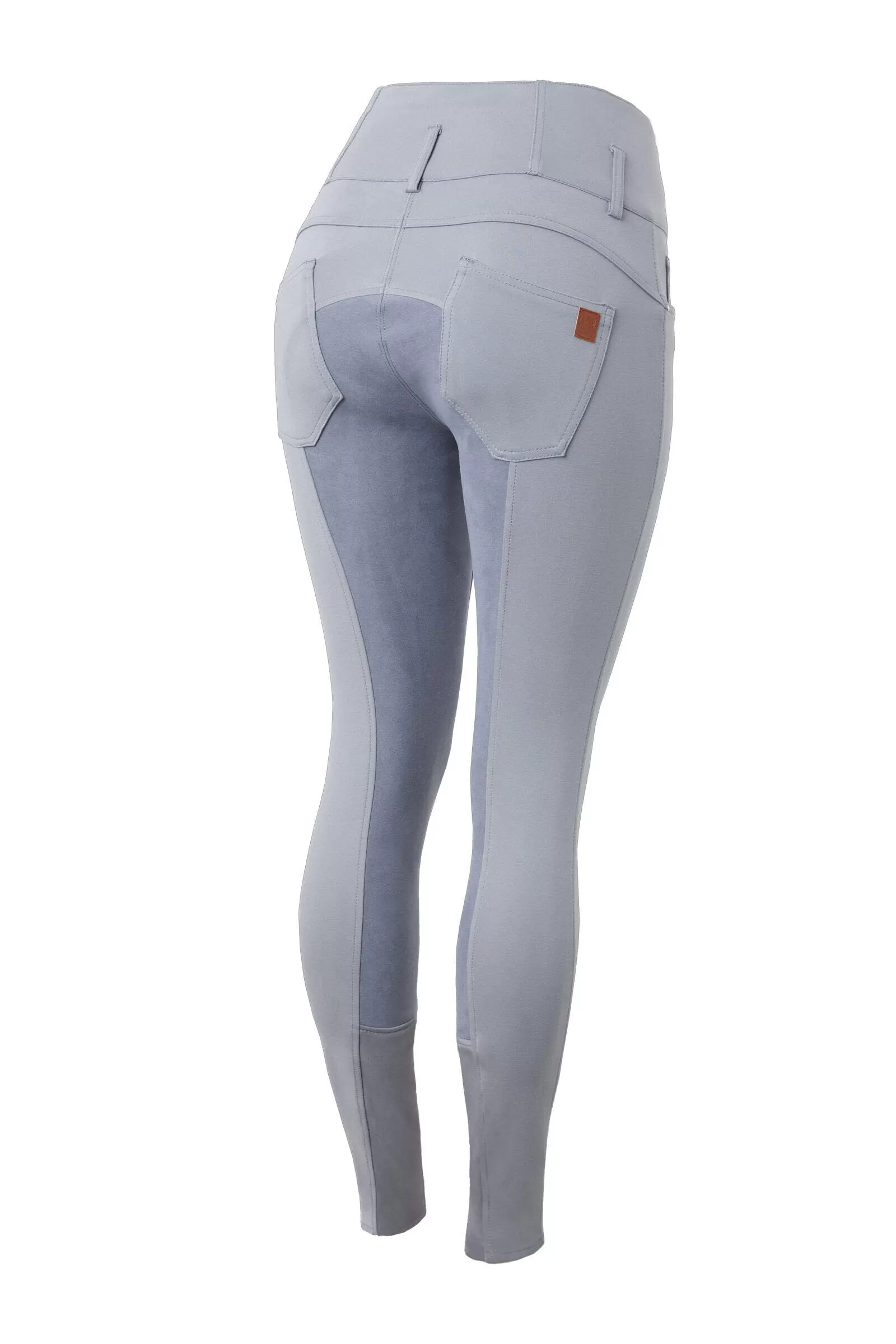 Horze Tara Women's High Waist Breeches with Leather Full Seat- Grey