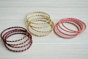 Indian Bangles set, Silk Thread Stackable Bangles, handmade festival jewelry, ethnic stacking bracelets for women