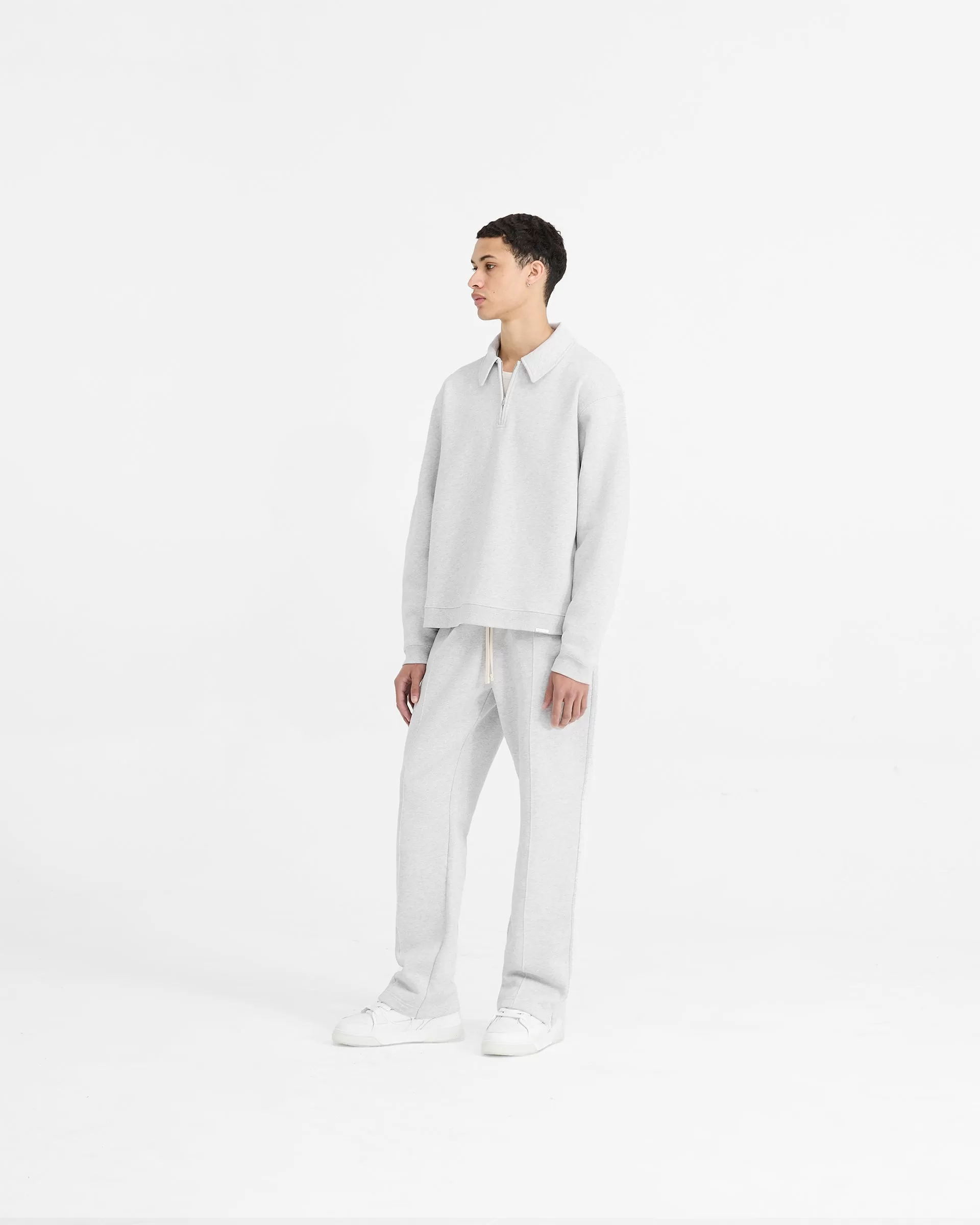 Initial Boxy Quarter Zip - Ice Grey Marl