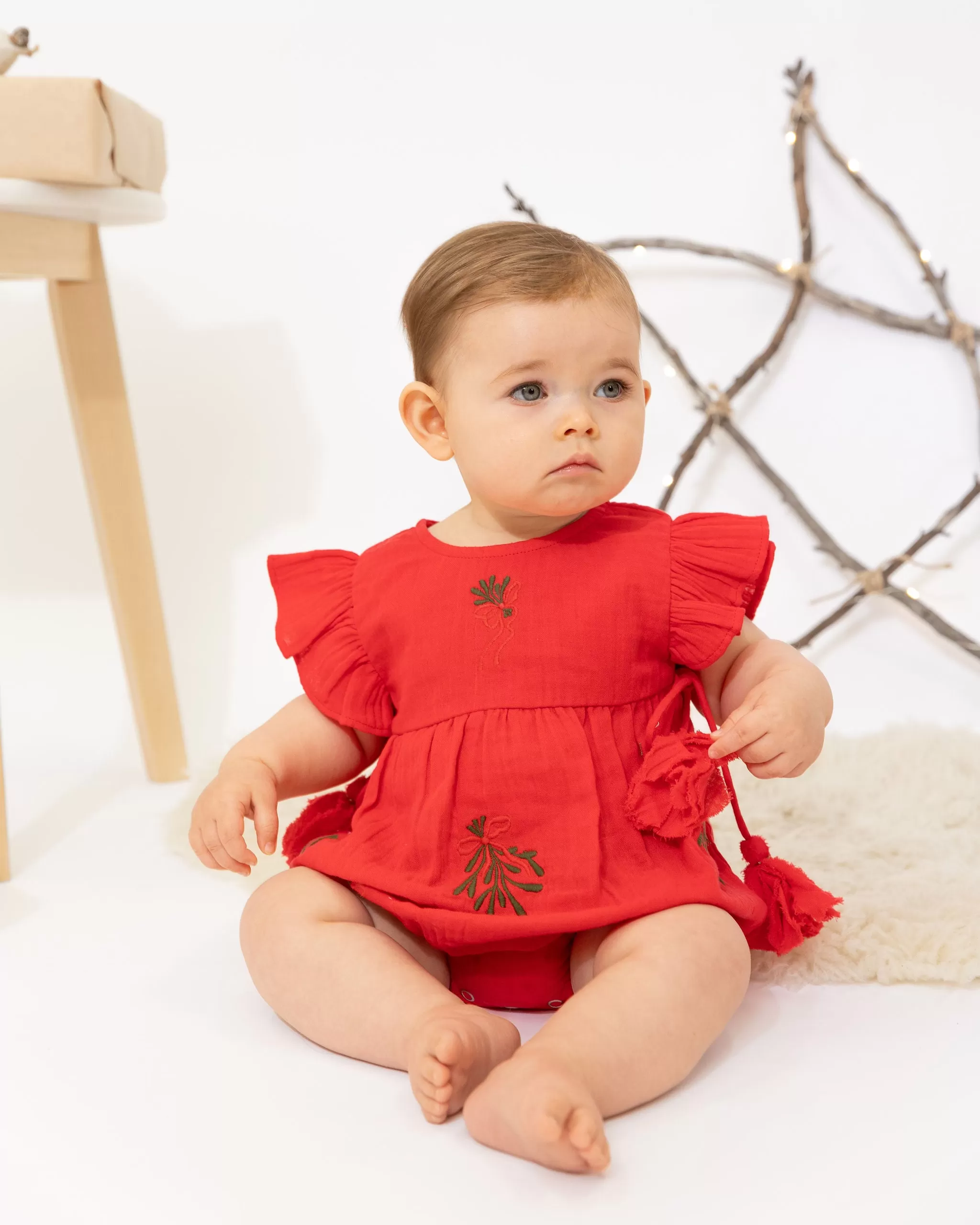 Ivy Playsuit - Red Mistletoe hi