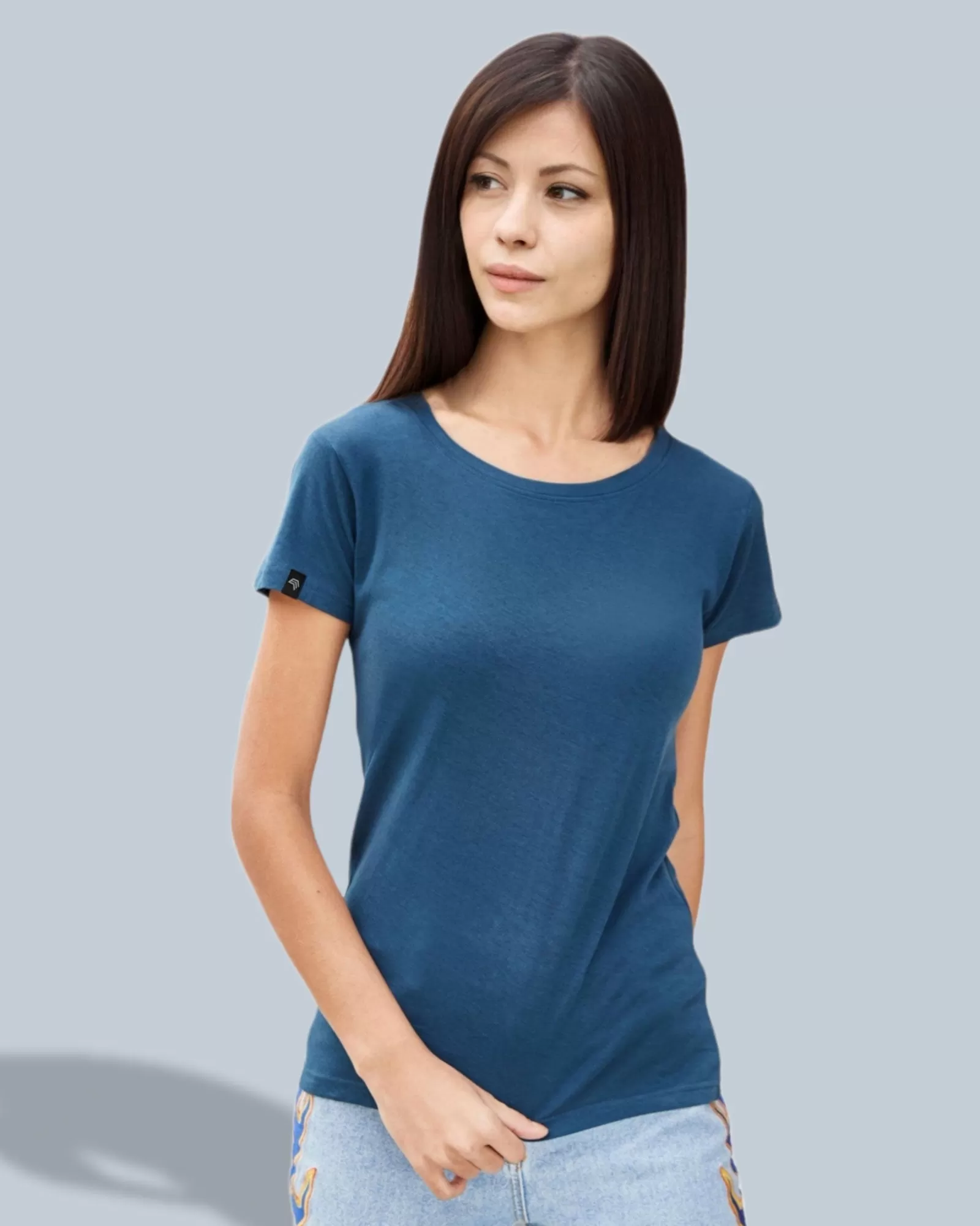 JAN 8007 ― Damen Bio-Baumwolle T-Shirt - Melange Denim Blau