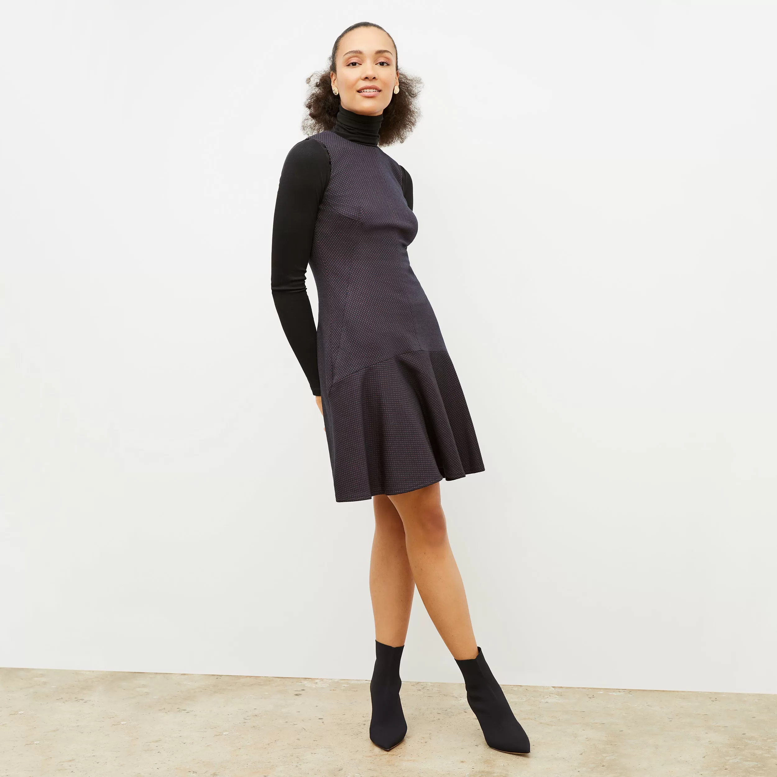 Jayde Dress - Stretch Foulard Knit :: Navy Multi