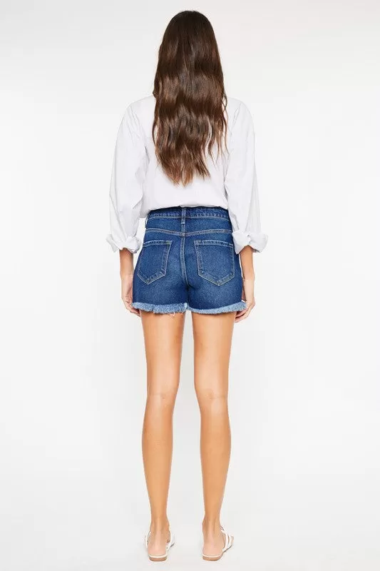 KanCan High Rise No Stitch Frayed Hem Shorts