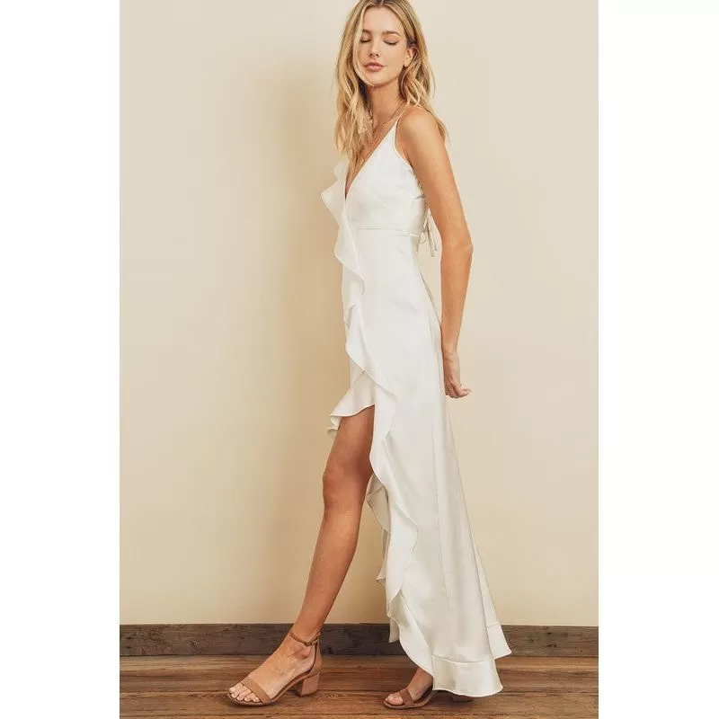 Kelsey Asymmetrical Ruffle Hem Maxi Dress