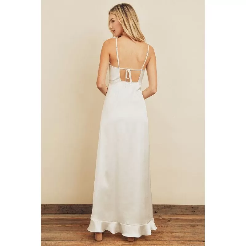 Kelsey Asymmetrical Ruffle Hem Maxi Dress