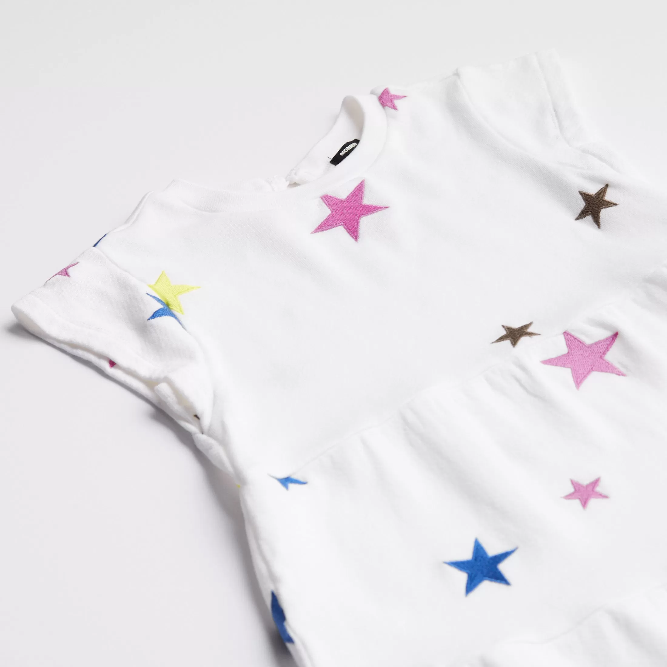 Kids Embroidered Color Stars Ruffle Dress