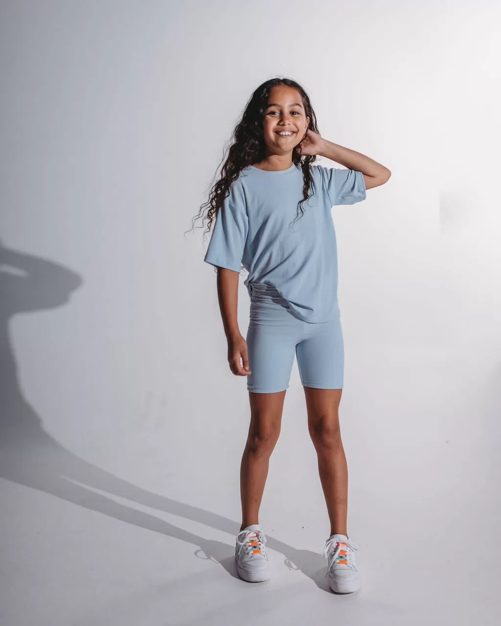 Kids Ribbed Bamboo Spandex Street Set - Powder Blue