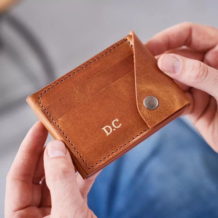 Leather Popper Credit Card Wallet