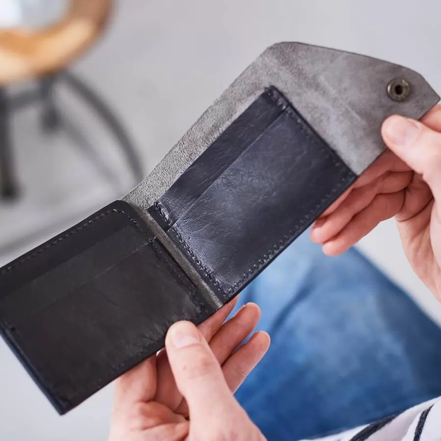 Leather Popper Credit Card Wallet