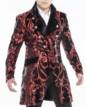 Long coat sequin victorian red