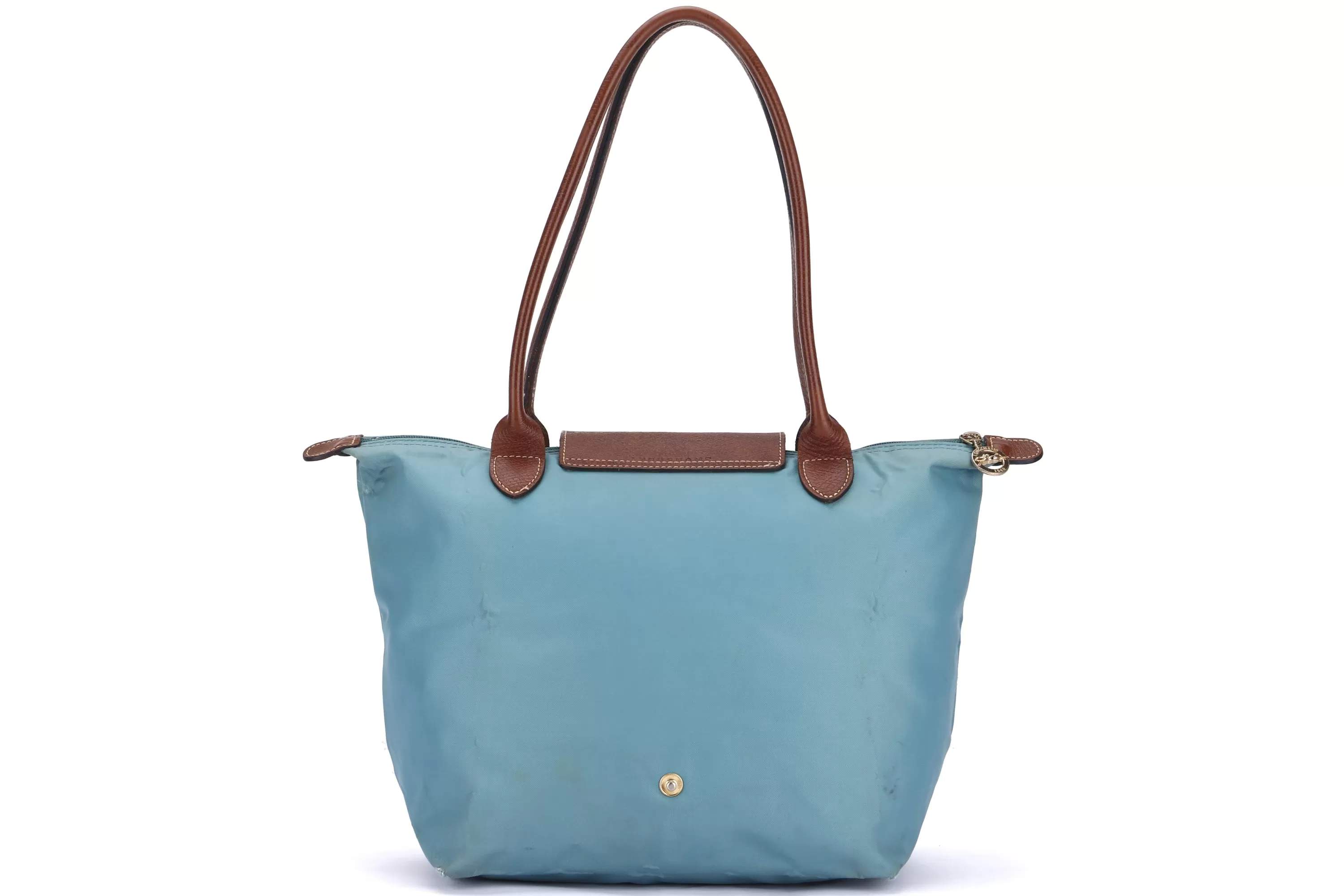 LONGCHAMP LE PLIAGE BLUE GREEN NYLON GOLD HARDWARE, NO DUST COVER