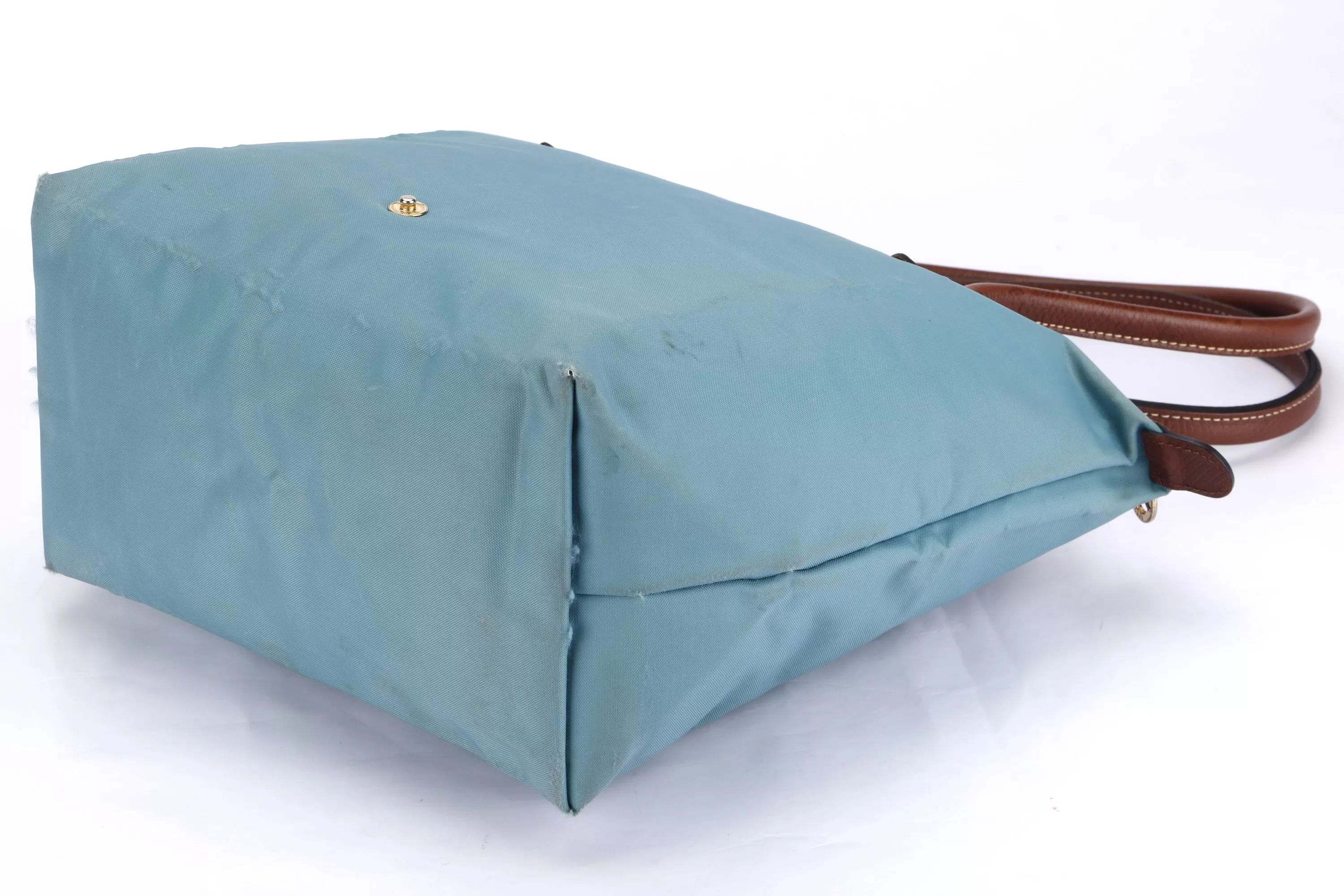 LONGCHAMP LE PLIAGE BLUE GREEN NYLON GOLD HARDWARE, NO DUST COVER