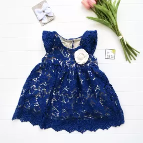 Lotus Dress in Blue Floral Lace