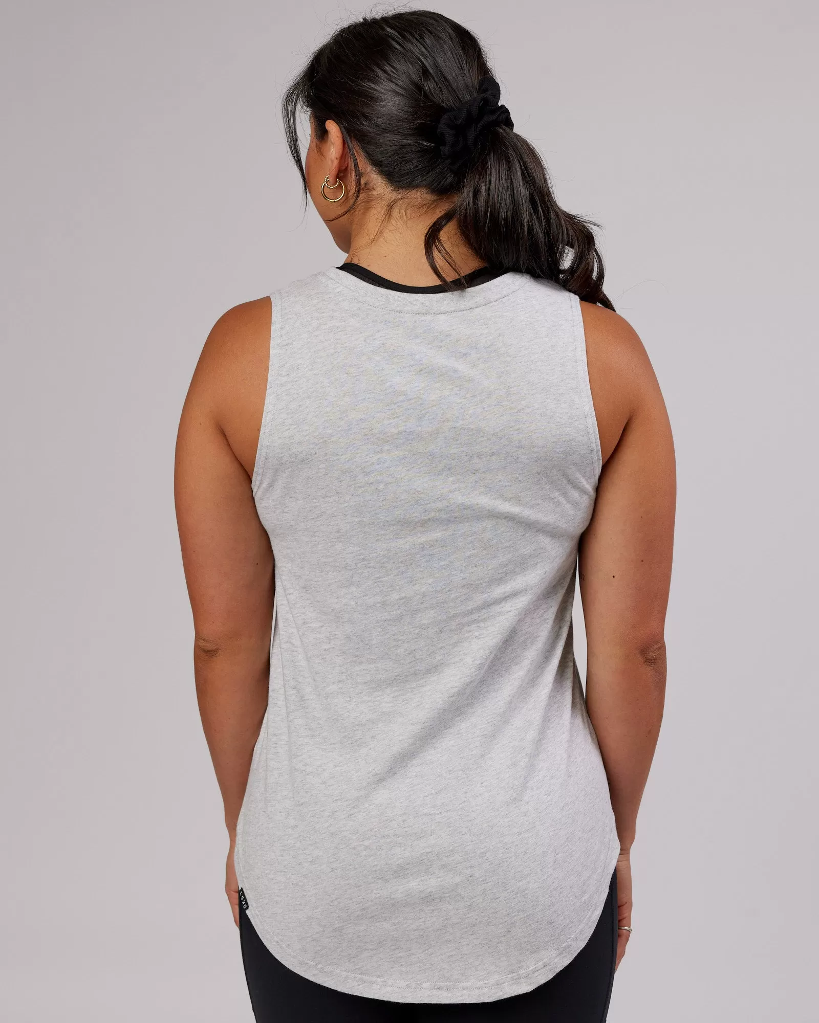 Luna Tank - Lt Grey Marl-White