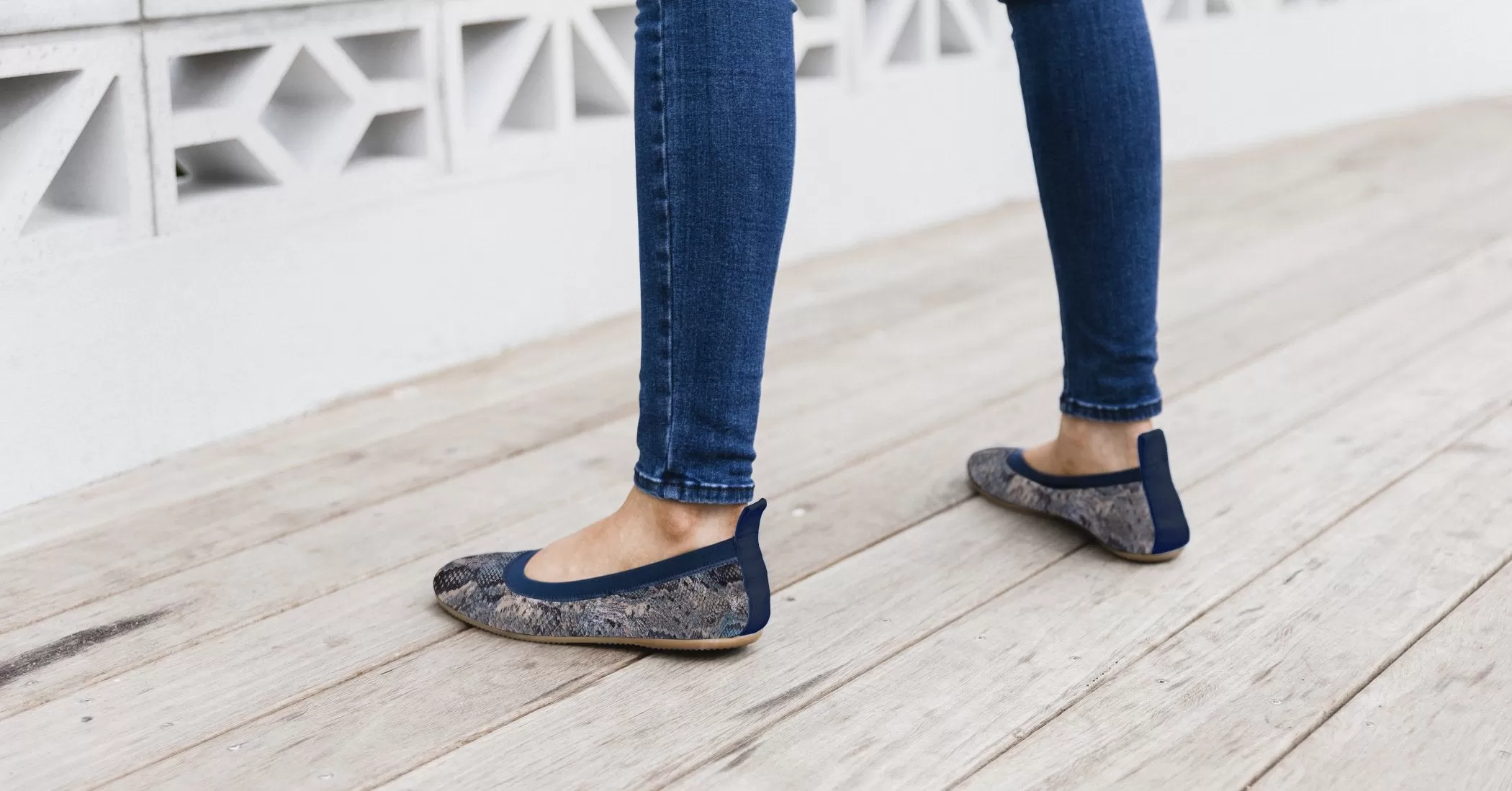 Manikant - Blue Python Print Ballet Flat