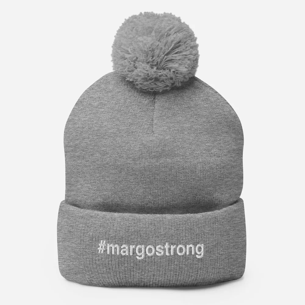 Margo's Collection - #margostrong - White Embroidery - Pom Pom Beanie - Different hat colors available