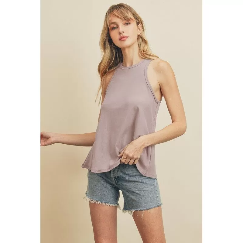 Maya High Neck Flare Tank - Lavender