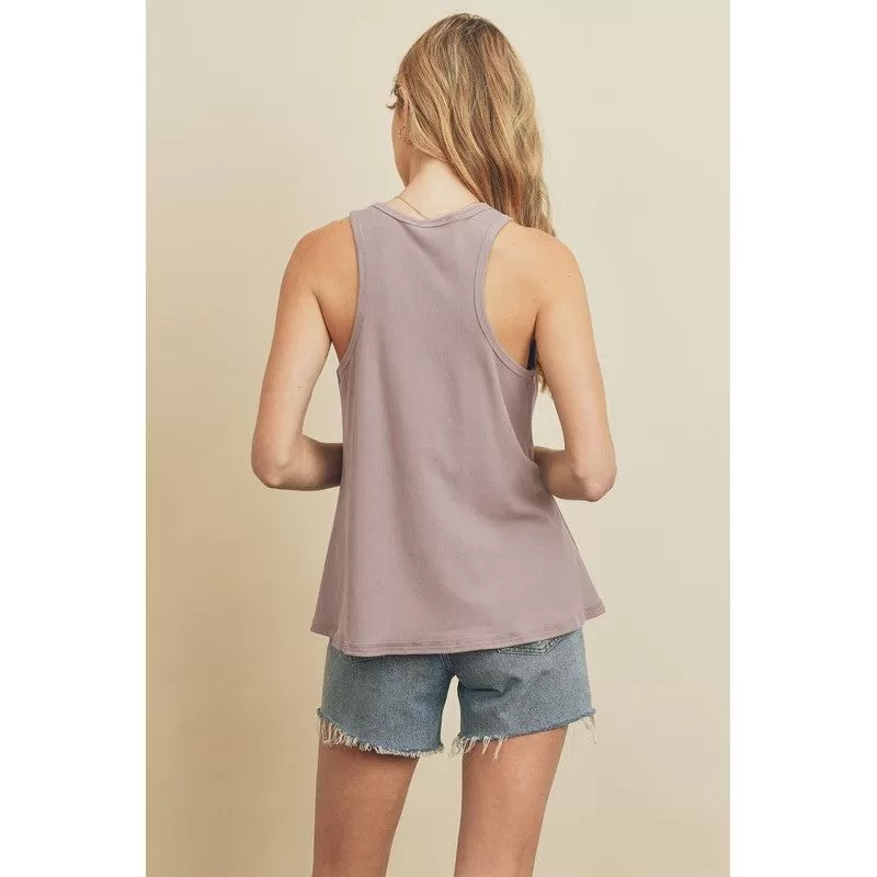 Maya High Neck Flare Tank - Lavender