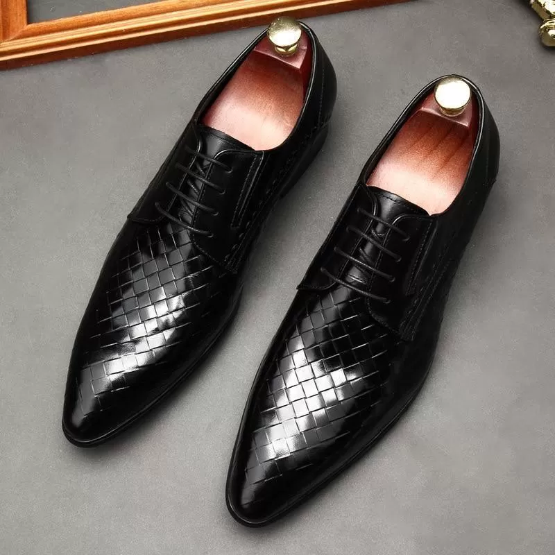 Men  Dress Shoes -  Weaved Style Oxford Leather Shoes