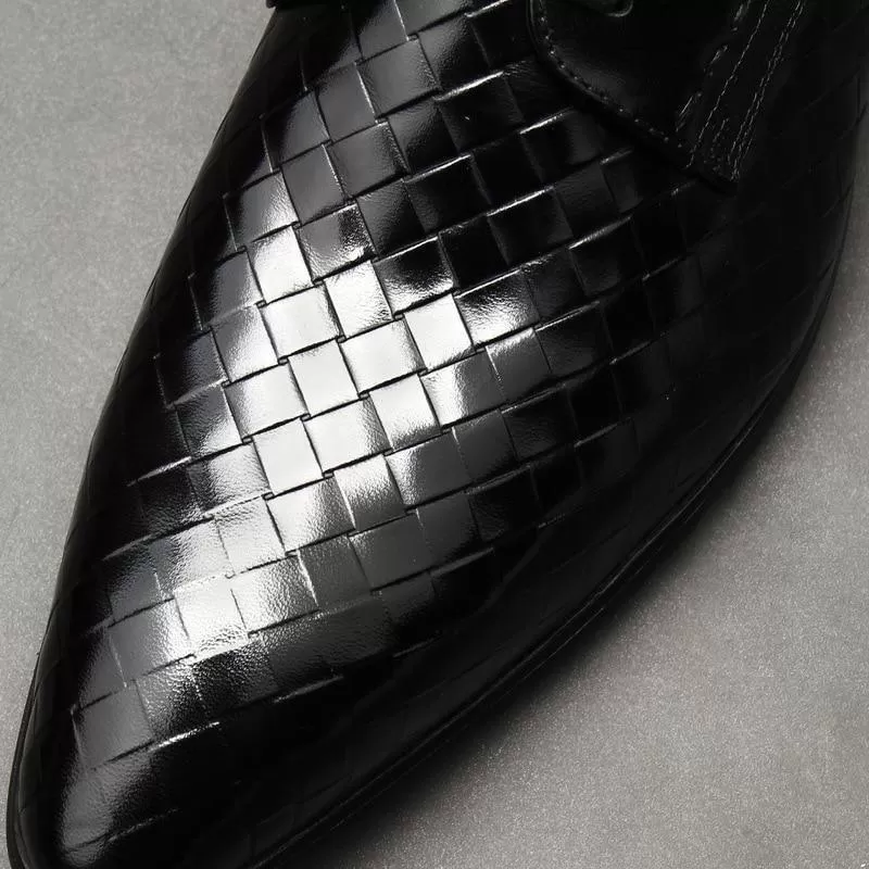 Men  Dress Shoes -  Weaved Style Oxford Leather Shoes