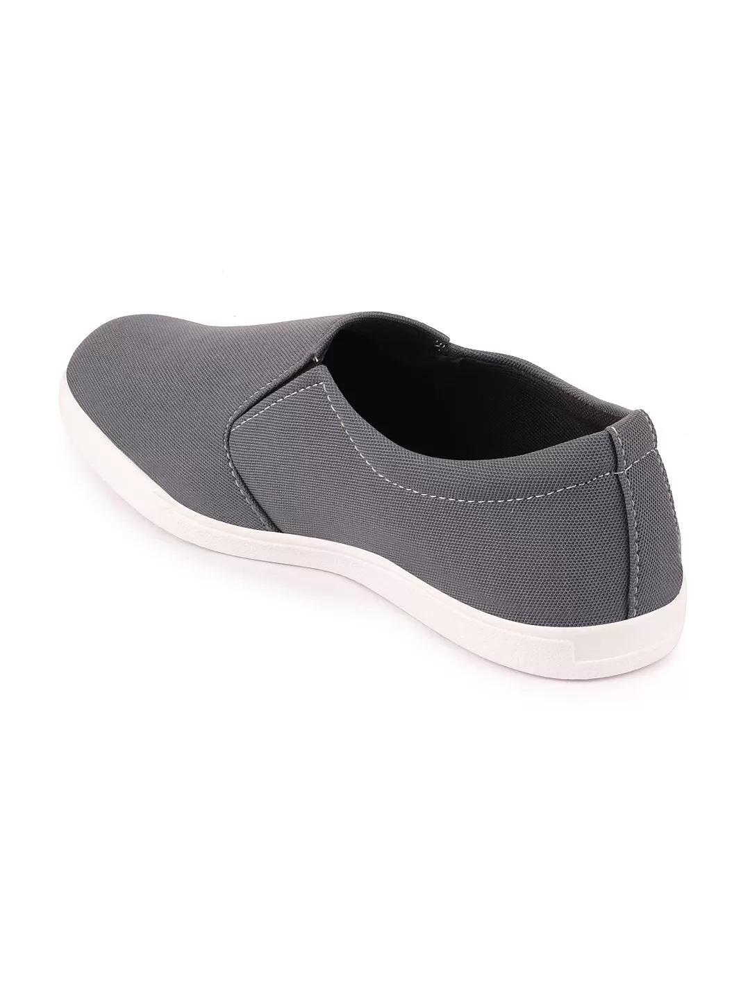 Men Grey Casual Canvas Slip-On Loafers