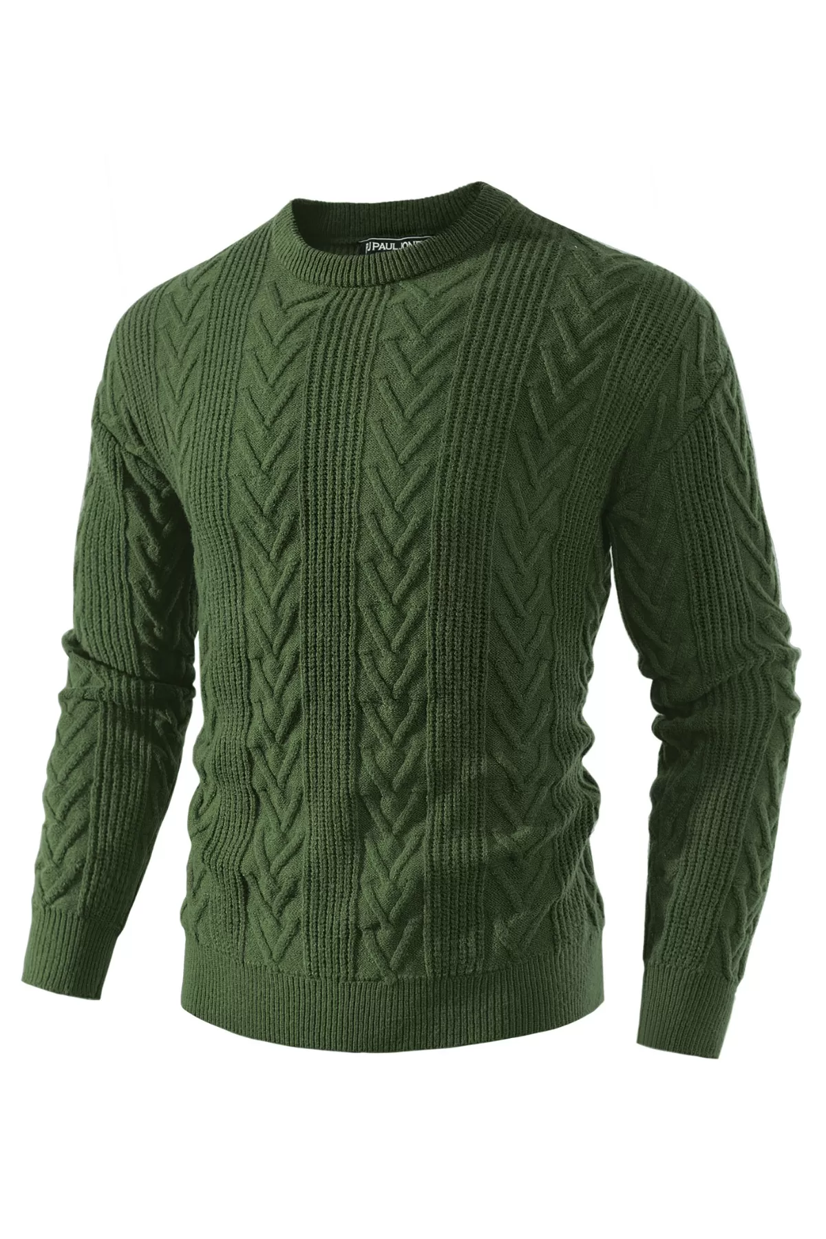 Mens Crewneck Sweater Casual Cable Knit Pullover Sweater Drop Shoulder Solid Knitted Sweaters