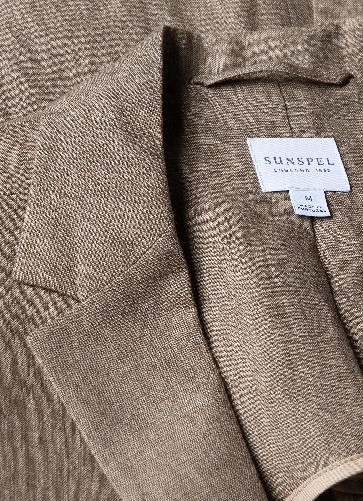 Men's Linen Unstructured Blazer in Dark Sand