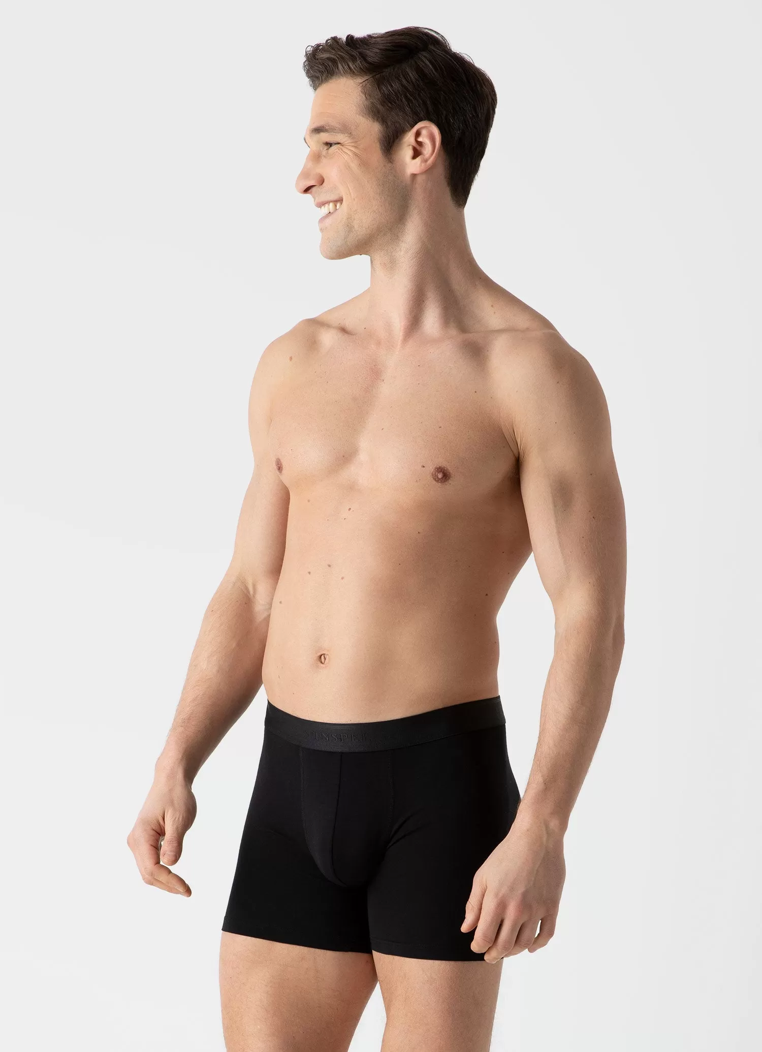 Men's Stretch Cotton Boxer Briefs in Black