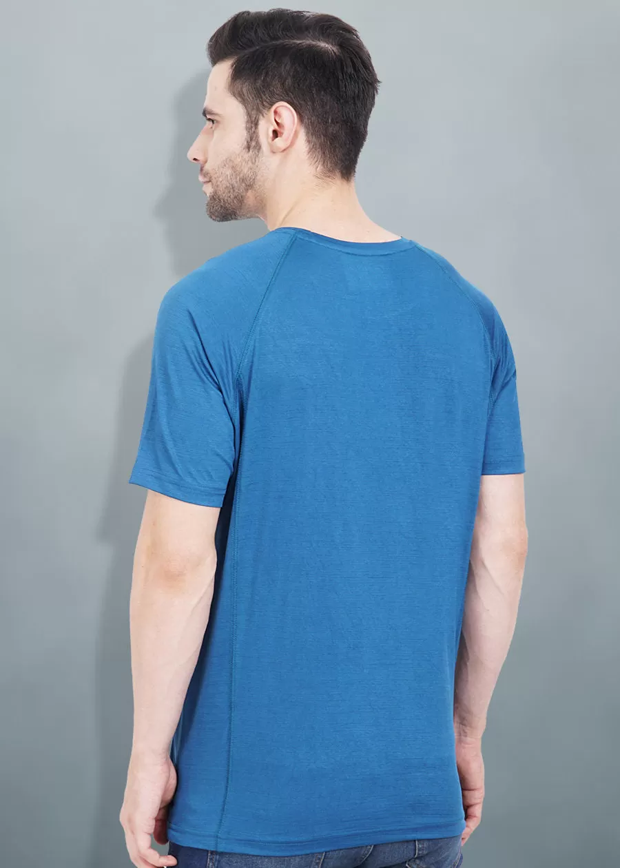 Mens Sweat in Style Round Neck Raglan sleeve T-shirt - Teal Blue