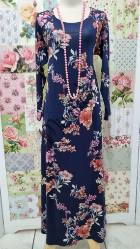 Navy & Rust Floral Dress SH097